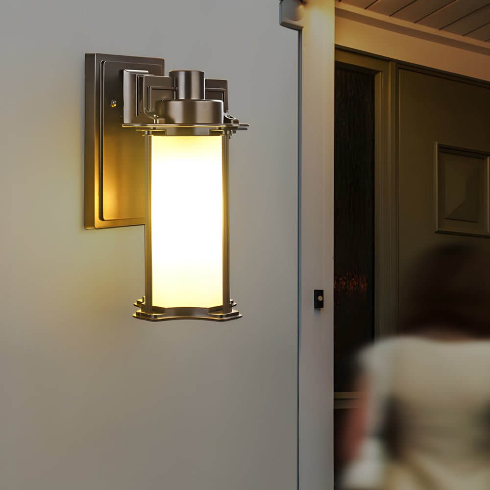 1-Light Glass Outdoor Wall Lantern Sconce - Lamp Outdoor