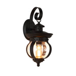 1-Light Seeded Glass Globe LED Outdoor Wall Lantern with Curved Arm - Lamp Outdoor