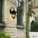 1-Light Seeded Glass Globe LED Outdoor Wall Lantern with Curved Arm - Lamp Outdoor