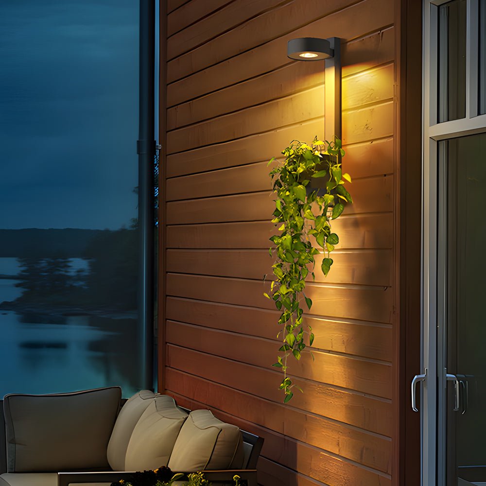 1-Light Solar Wall Mounted Plant Stand Outdoor Wall Light with Planter - Lamp Outdoor