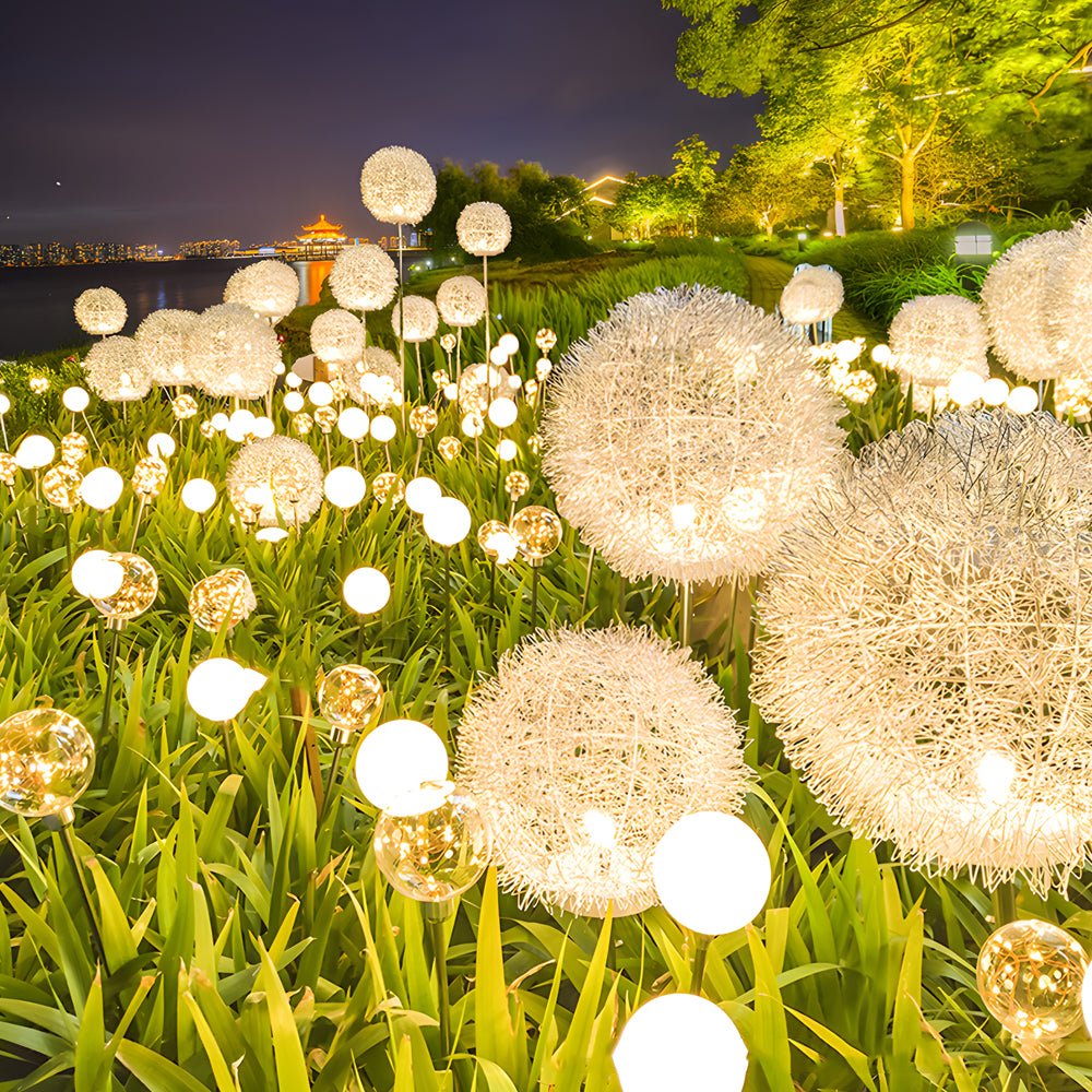 10-Piece Solar Dandelion Pathway Lights LED Outdoor Garden Lighting Set - Lamp Outdoor