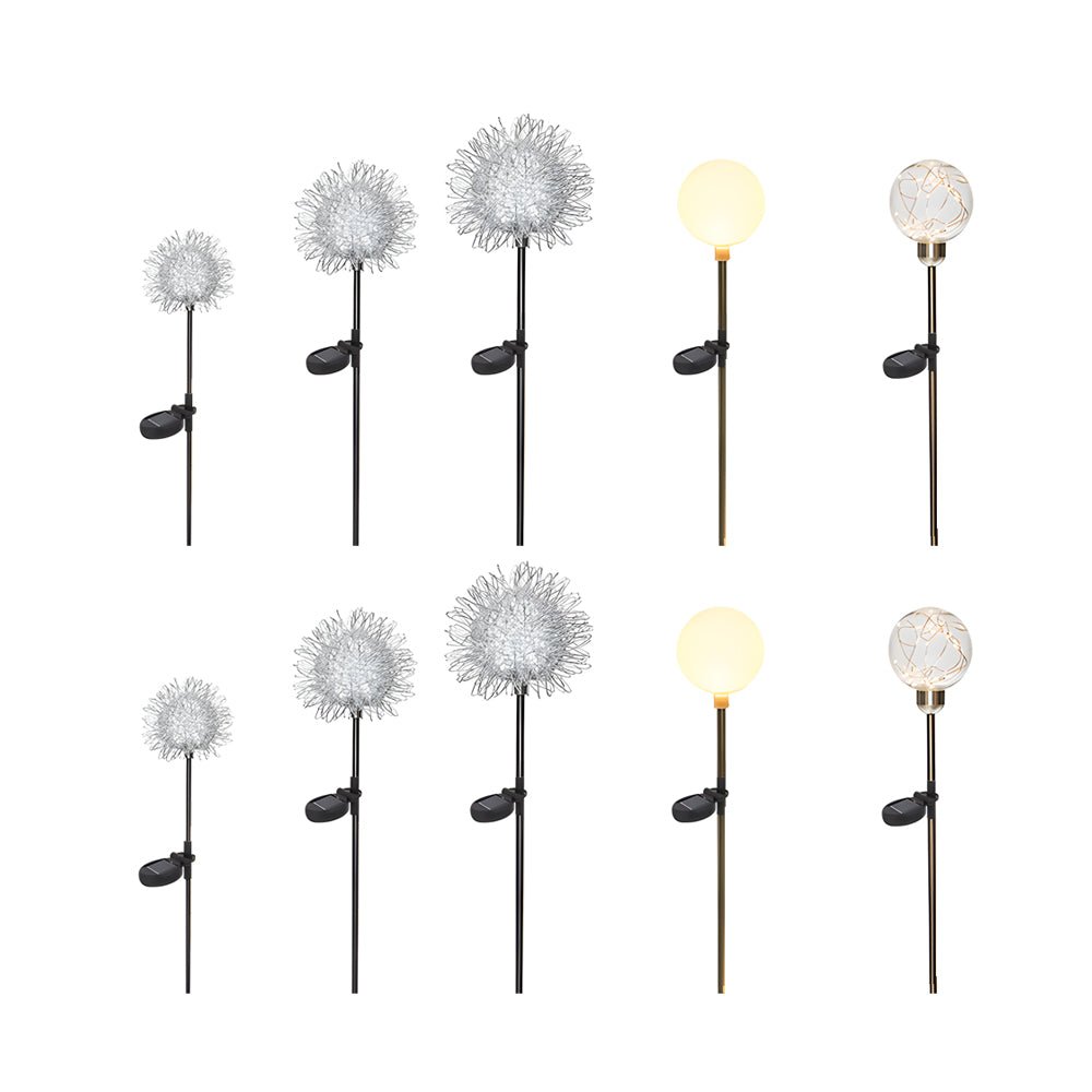 10-Piece Solar Dandelion Pathway Lights LED Outdoor Garden Lighting Set - Lamp Outdoor