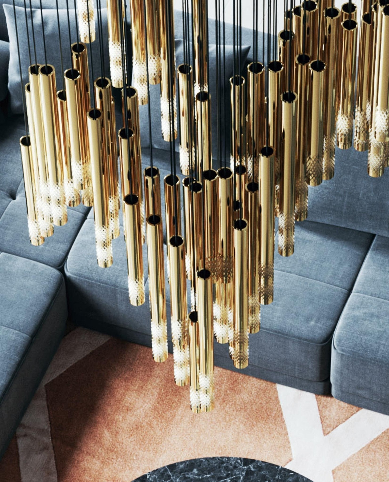 Ovynira Gold Rod Chandelier - Lamp Outdoor