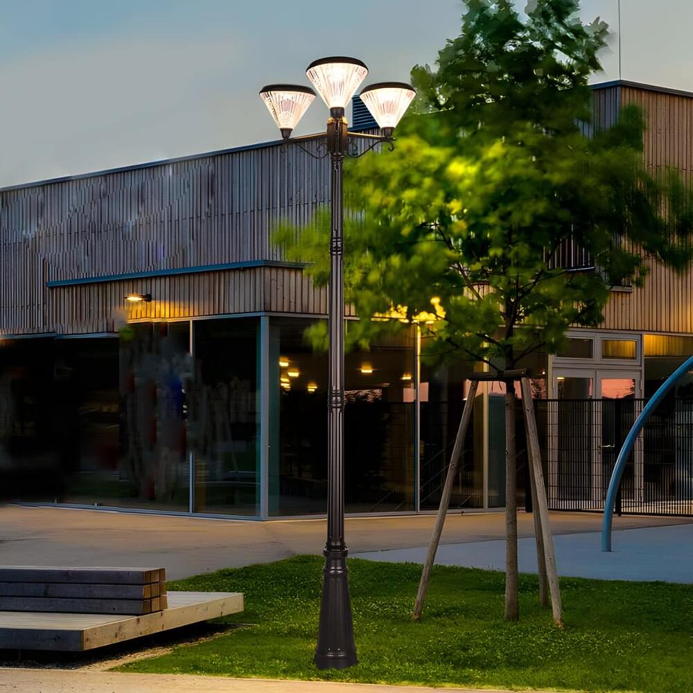 102-Inch Black Outdoor Street Light with 3-Light Post Lamp and Pole - Lamp Outdoor