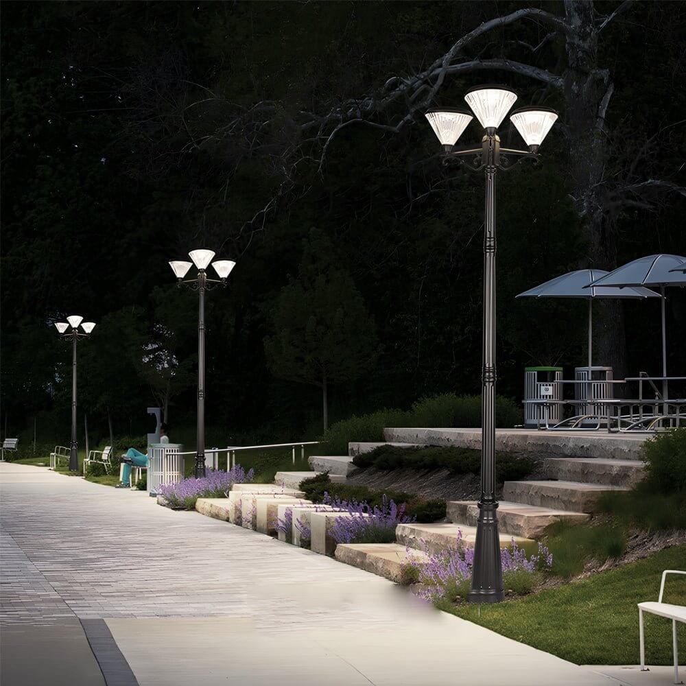 102-Inch Black Outdoor Street Light with 3-Light Post Lamp and Pole - Lamp Outdoor
