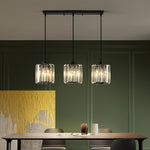 Vina Modern Cluster Cylinder Glass Pendant Light, Black/Gold - Lamp Outdoor