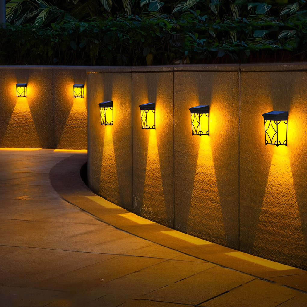 2Pcs Waterproof LED RGB Intelligent Motion Sensor Solar Wall Lights - Lamp Outdoor