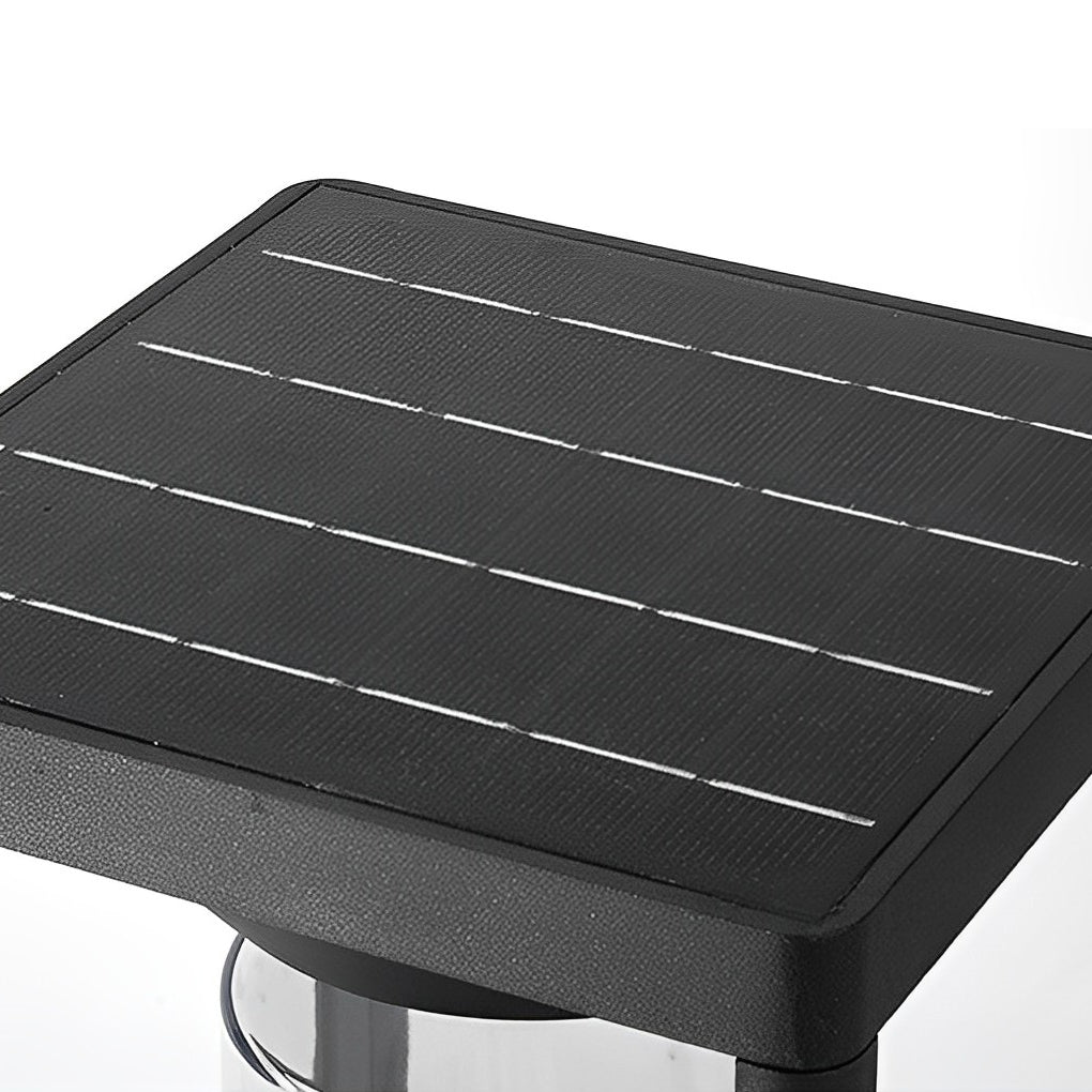 Square Minimalist Waterproof LED Black Modern Solar Fence Post Lights - Lamp Outdoor