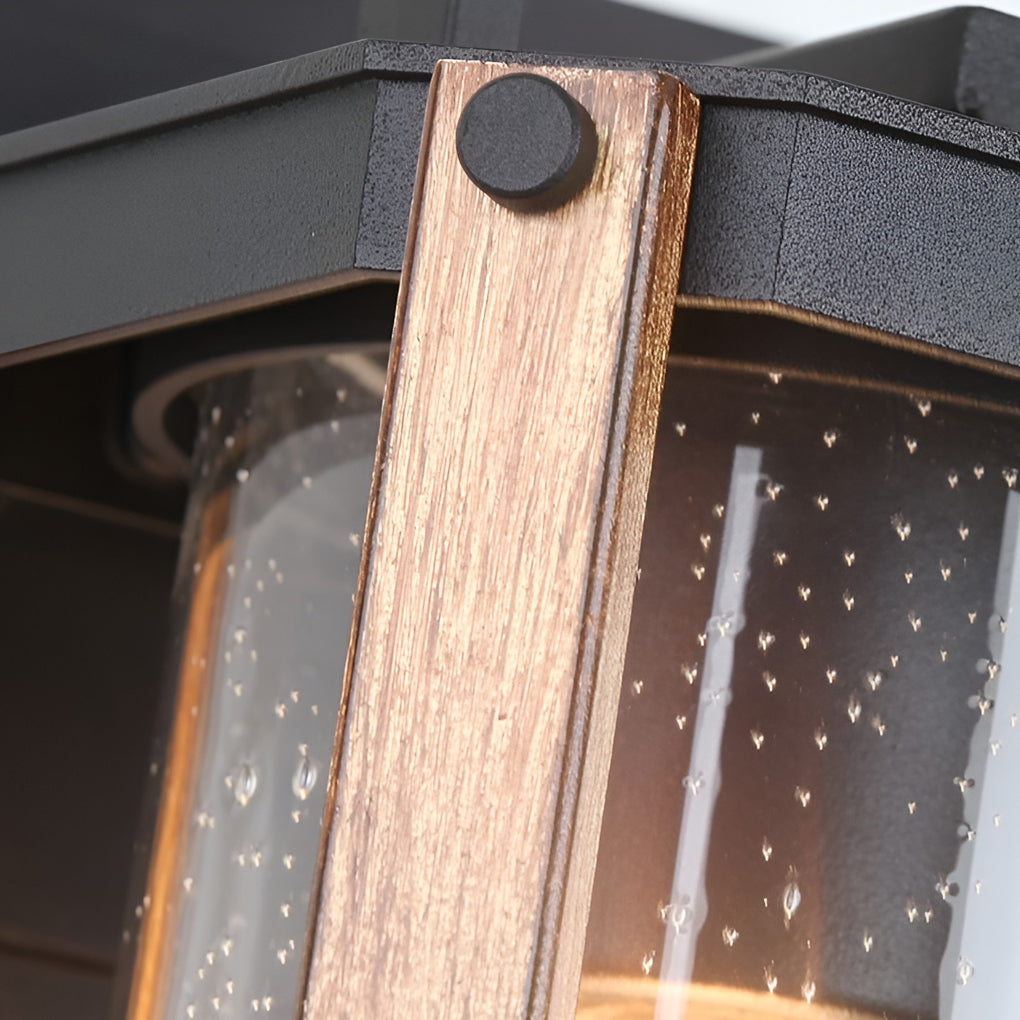 Lantern Shaped Waterproof Glass Black Industrial Outdoor Wall Sconce Lighting - Lamp Outdoor