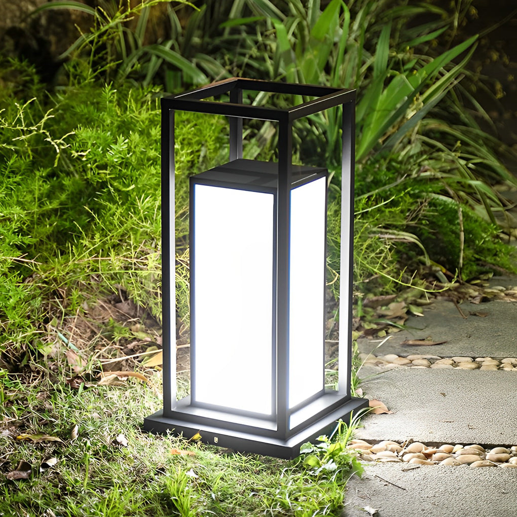 Outdoor Waterproof LED Black Modern Solar Fence Post Lights Pillar Lamp - Lamp Outdoor