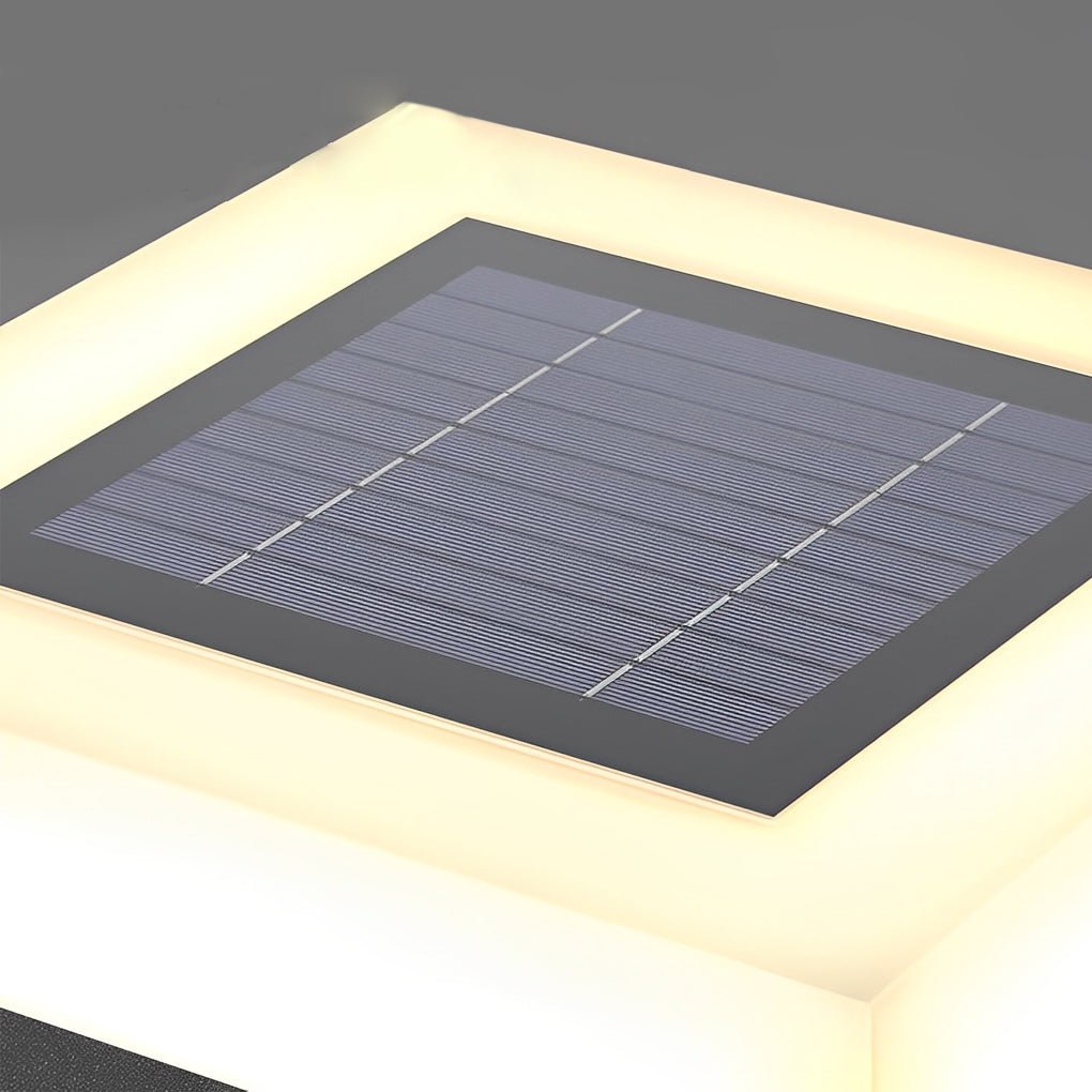 Minimalist Square Waterproof LED Black Modern Solar Post Caps Lights - Lamp Outdoor