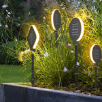 Modern Circular Black Solar LED Lawn Light - Lamp Outdoor