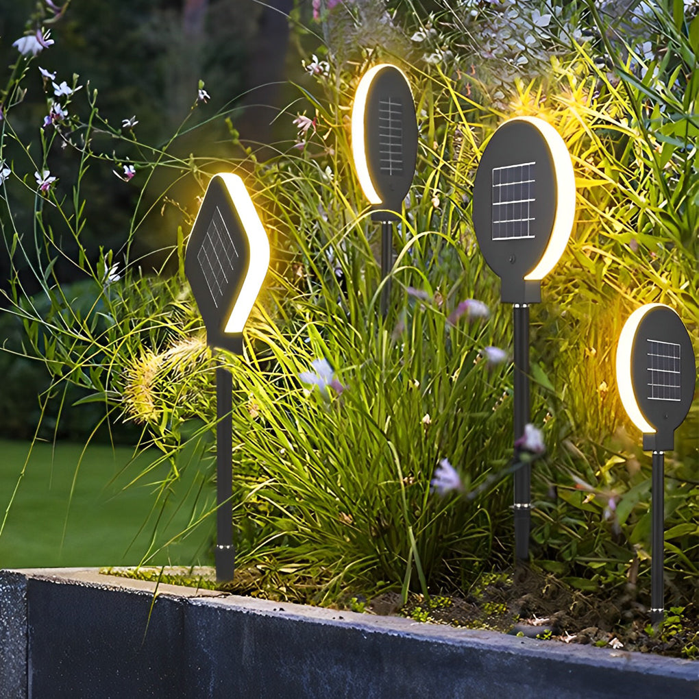 Modern Circular Black Solar LED Lawn Light - Lamp Outdoor