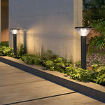 Contemporary Tapered Solar LED Pathway Light Black Cylindrical Outdoor Lighting - Lamp Outdoor