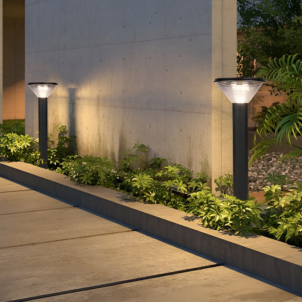 Contemporary Tapered Solar LED Pathway Light Black Cylindrical Outdoor Lighting - Lamp Outdoor