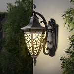 Retro Pattern Waterproof Black American Style Solar Powered Wall Lamp - Lamp Outdoor