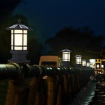 Waterproof Dimming with Remote Black Vintage Solar Fence Post Lights - Lamp Outdoor