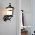 Retro Round Three Step Dimming Black European-style Solar Wall Sconces - Lamp Outdoor