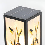 Vintage Square Solar LED Path Light Artistic Floral Landscape Bollard Lights - Lamp Outdoor