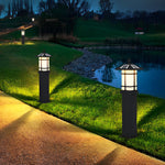 Modern Solar LED Bollard Lights with Ancient Asian Style Top Waterproof Outdoor Light - Lamp Outdoor