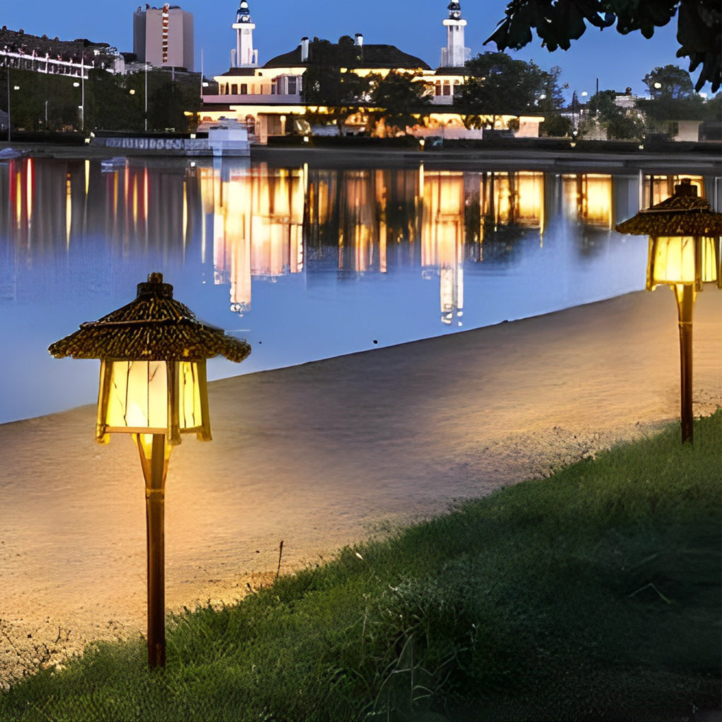 Branch Pattern Bamboo Style Lantern Versatile Outdoor Hanging and Post Light - Lamp Outdoor
