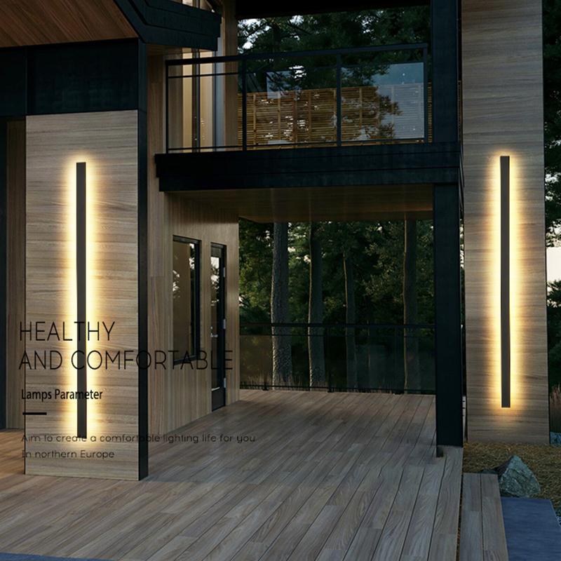 Waterproof Long Linear LED Wall Lamp Outdoor Wall Lights Black Porch Lights - Lamp Outdoor