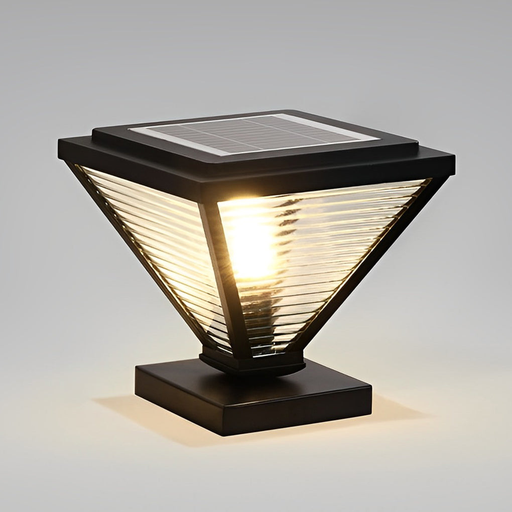 Simple Geometric Shape Waterproof Black Modern Solar Fence Post Lights - Lamp Outdoor