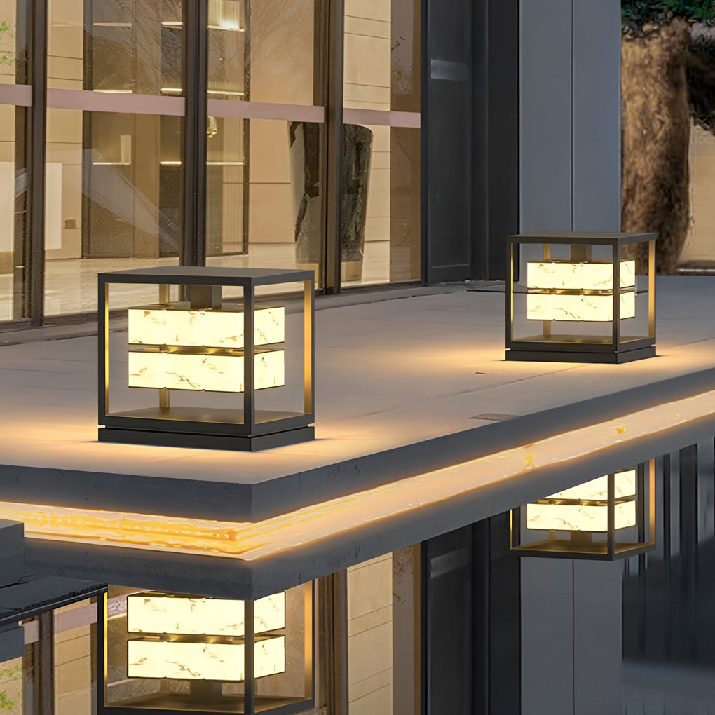 Square LED Waterproof Modern Solar Deck Post Lights Pillar Light Post Caps Lights - Lamp Outdoor