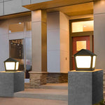 Cottage Shaped LED Waterproof Black Modern Solar Fence Post Lights Pillar Light - Lamp Outdoor