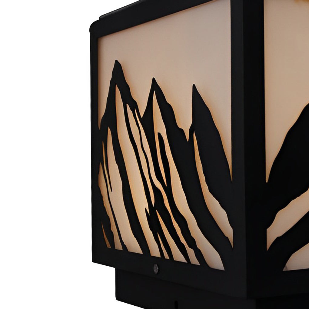 Outdoor Waterproof LED Mountain Scenery Black Solar Fence Post Lights - Lamp Outdoor