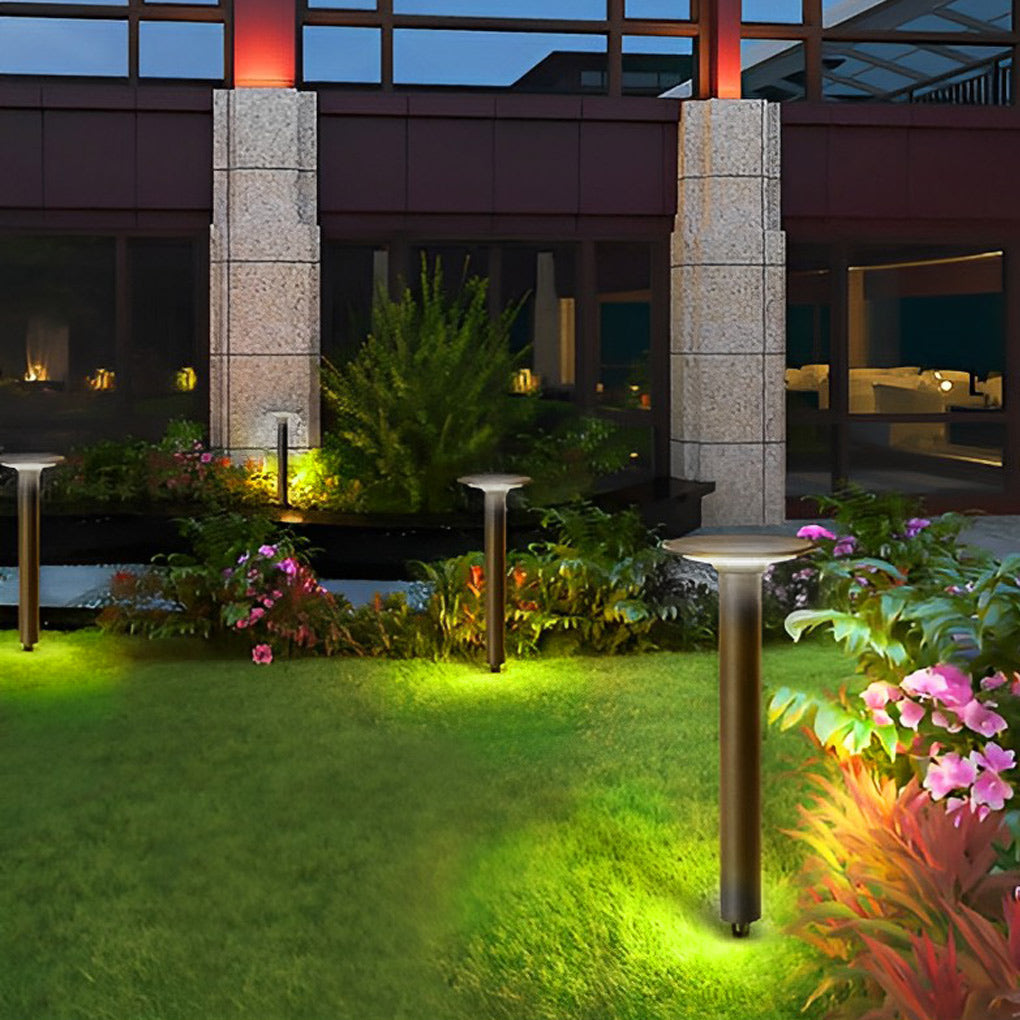 Round LED Solar Garden Light with Intelligent Light-Control & Waterproof Design - Lamp Outdoor