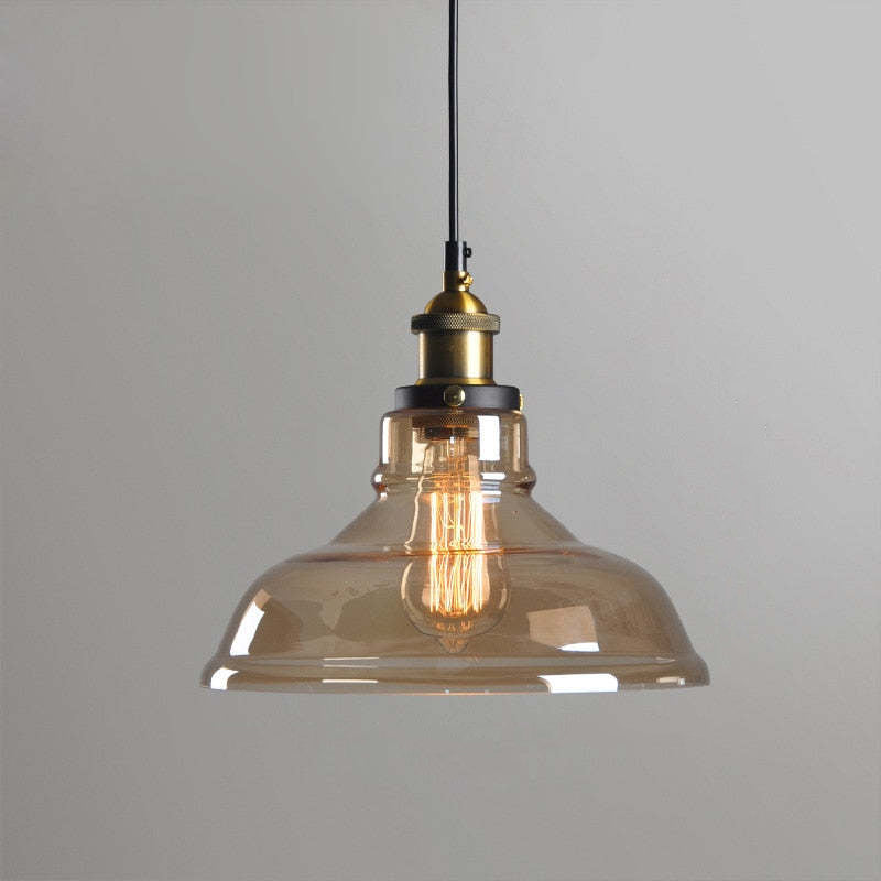 June Industrial Glass Pendant Light Clear/Amber/Smoke Grey - Lamp Outdoor