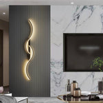 Lumor Modern Linear Wave Bedroom Wall Lamp, Black/Gold - Lamp Outdoor