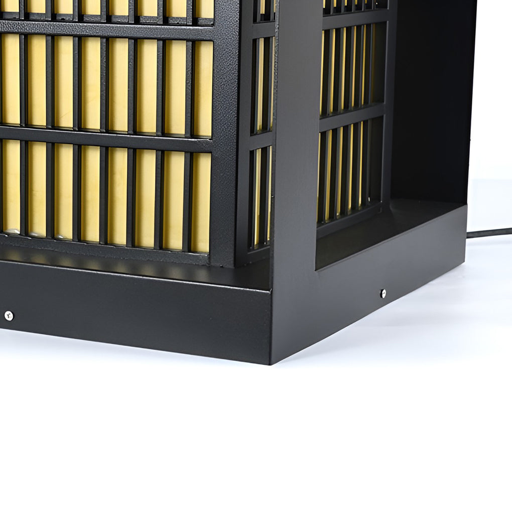Black Industrial LED Outdoor Pathway Lantern - Building-Inspired Cuboid Design - Lamp Outdoor