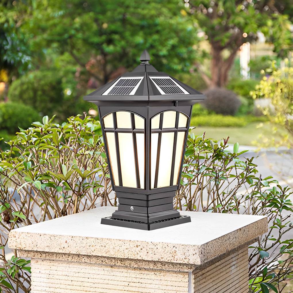 Waterproof Aluminum LED Brown Retro Solar Solar Post Cap Lights Pillar Lamp - Lamp Outdoor