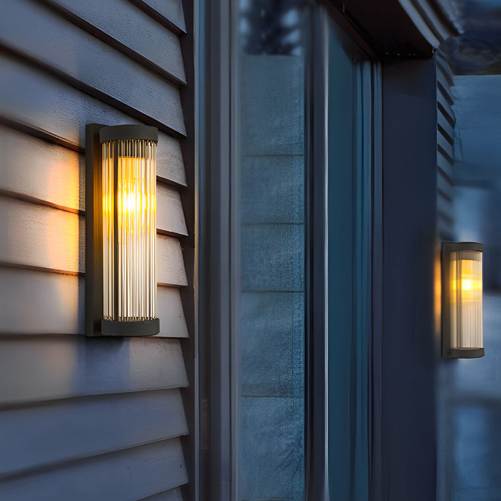 Creative Glass Waterproof LED Black Modern Solar Wall Lamp Exterior Lights - Lamp Outdoor