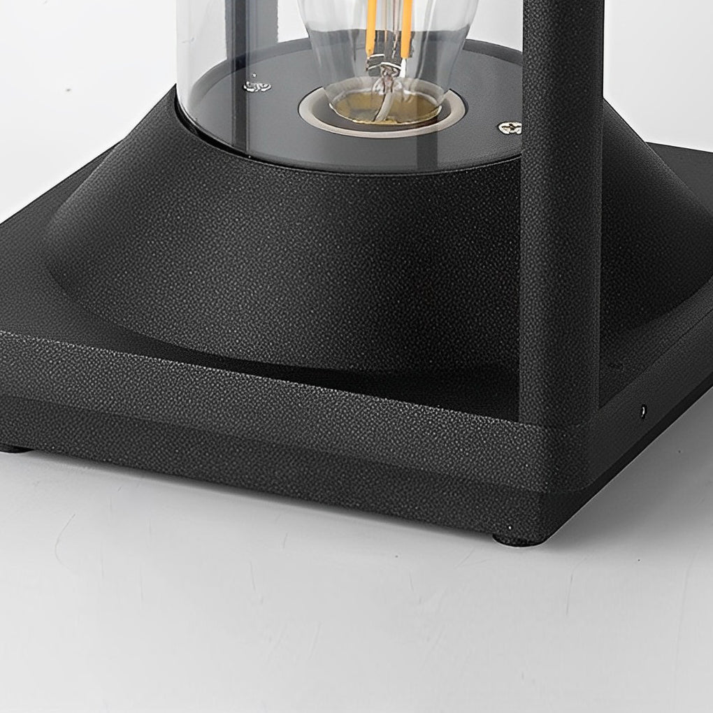 Square Minimalist Waterproof LED Black Modern Solar Fence Post Lights - Lamp Outdoor