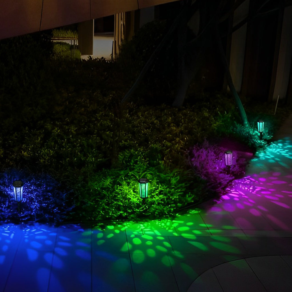 RGB Hexagon Hollow Outdoor Solar Stake Light Waterproof Landscape Lighting - Lamp Outdoor
