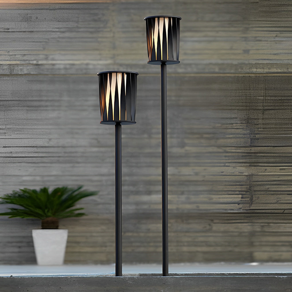 Stainless Steel Outdoor Floor Lamp with Rotating Design and Vertical Slats - Lamp Outdoor