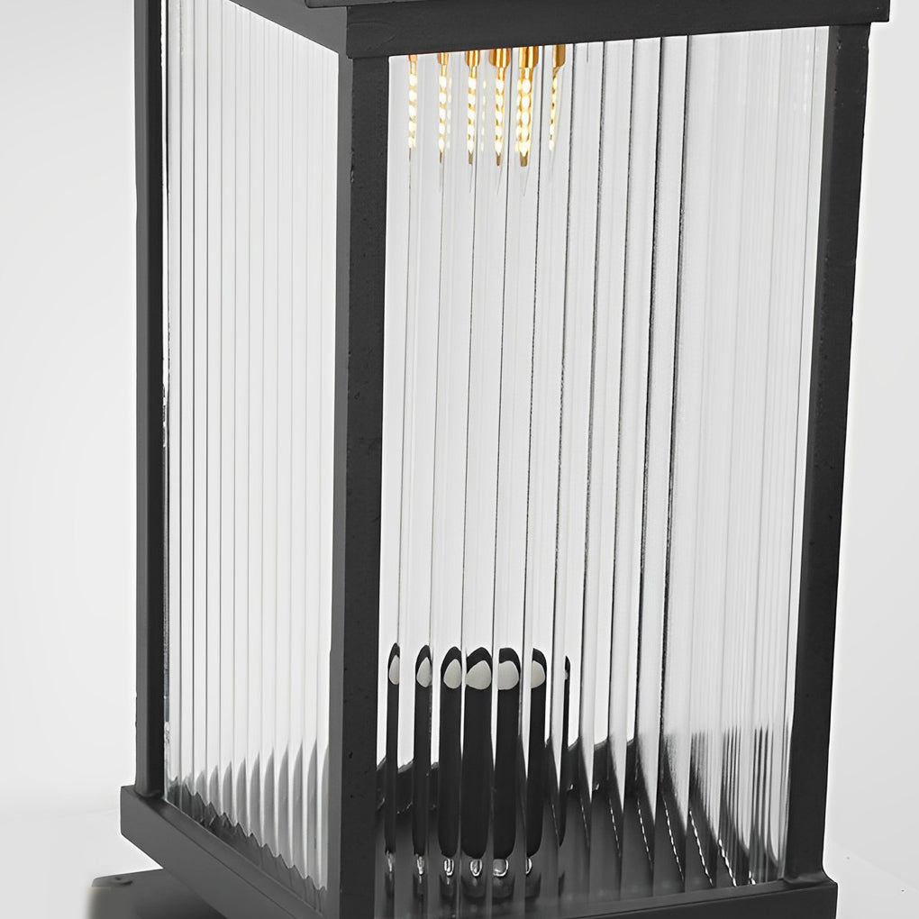 Retro Glass LED Waterproof Matte Black Modern Solar Fence Post Lights - Lamp Outdoor