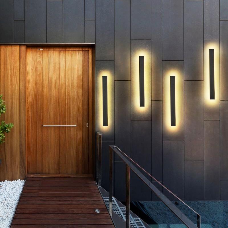 Waterproof Long Linear LED Wall Lamp Outdoor Wall Lights Black Porch Lights - Lamp Outdoor