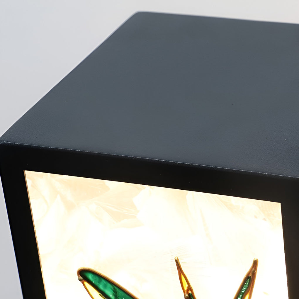 Vintage Square Solar LED Path Light Artistic Floral Landscape Bollard Lights - Lamp Outdoor