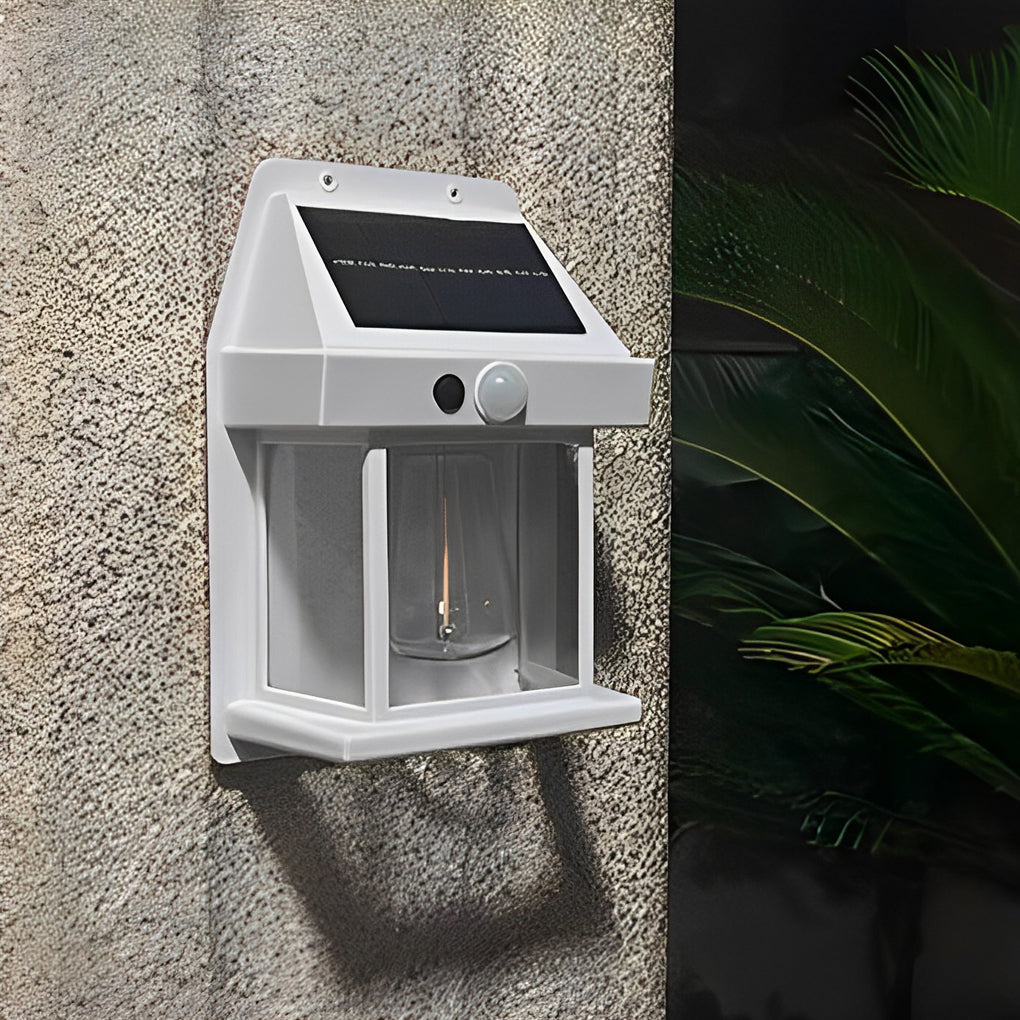 Tungsten Bulb Solar Wall Lanterns Dusk to Dawn Motion Senor Lighting - Lamp Outdoor