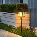 Branch Pattern Bamboo Style Lantern Versatile Outdoor Hanging and Post Light - Lamp Outdoor