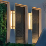Retro Vertical Stripe Grid LED Waterproof Brown Outdoor Wall Lamp - Lamp Outdoor