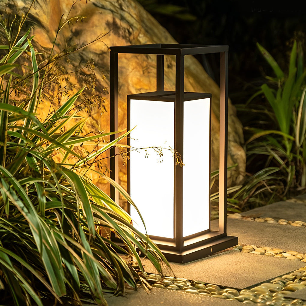 Outdoor Waterproof LED Black Modern Solar Fence Post Lights Pillar Lamp - Lamp Outdoor