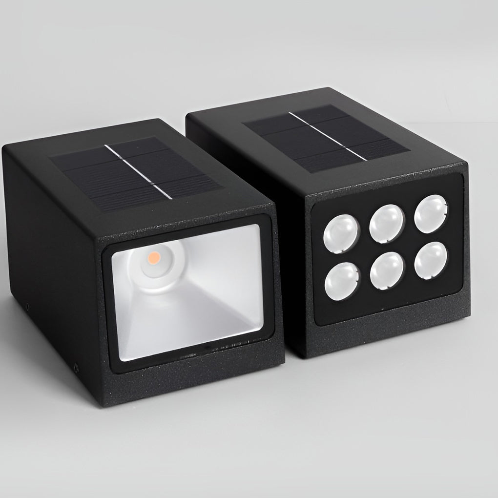 Rectangular Waterproof Up and Down Lights LED Solar Modern Wall Sconce Lighting - Lamp Outdoor