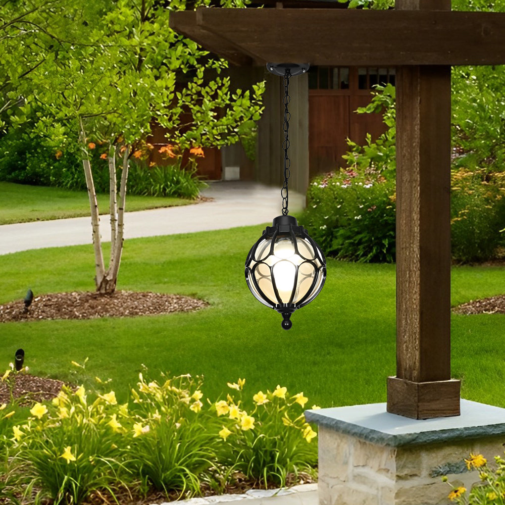 Glass Ball Aluminum Waterproof American Style Outdoor Chandelier Light - Lamp Outdoor