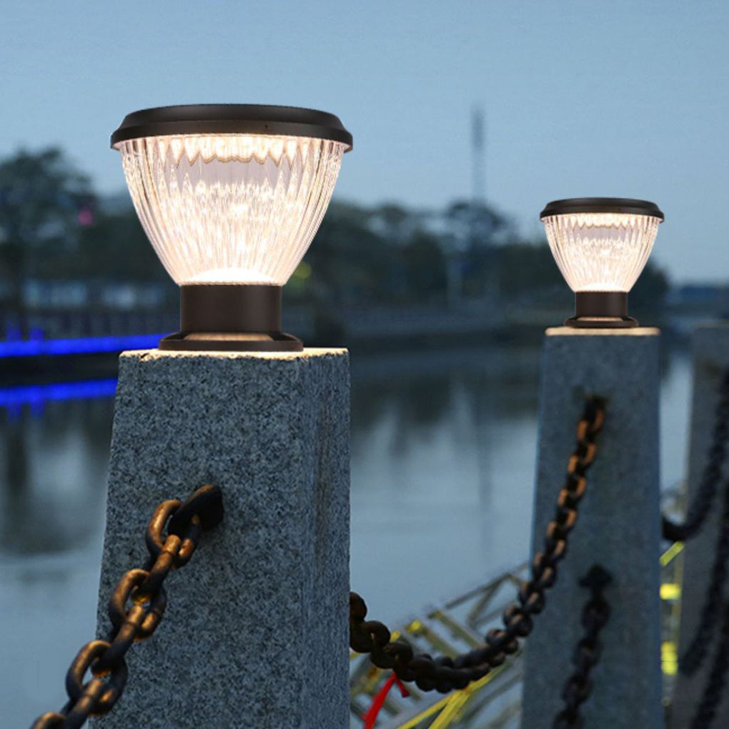 Round LED Fast Charging Black Modern Solar Post Caps Lights Pillar Light - Lamp Outdoor