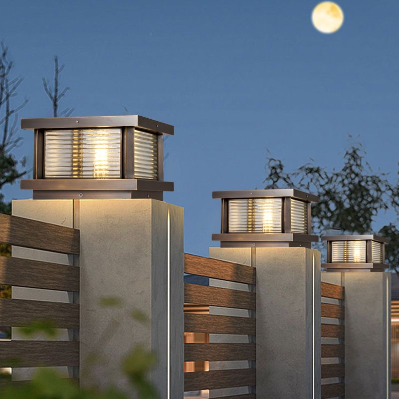 Ray Modern Rectangular Metal Outdoor Solar Lamp Brass Bronze - Lamp Outdoor